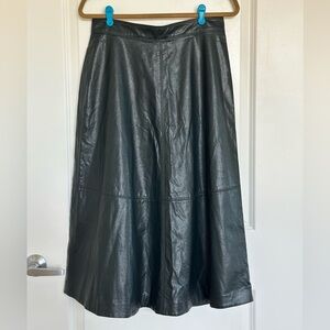 Ann Taylor Hunter Green A-Line Faux Leather Skirt